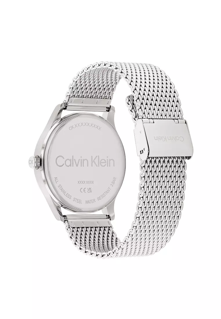 Men's Stainless Steel Mesh Bracelet and Blue Dial Quartz Watch - CK25200450