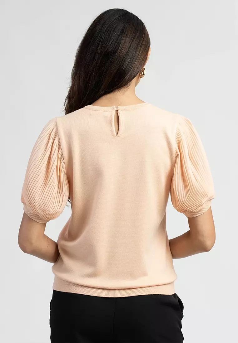 Amber Knit Blouse with Puff Sleeves