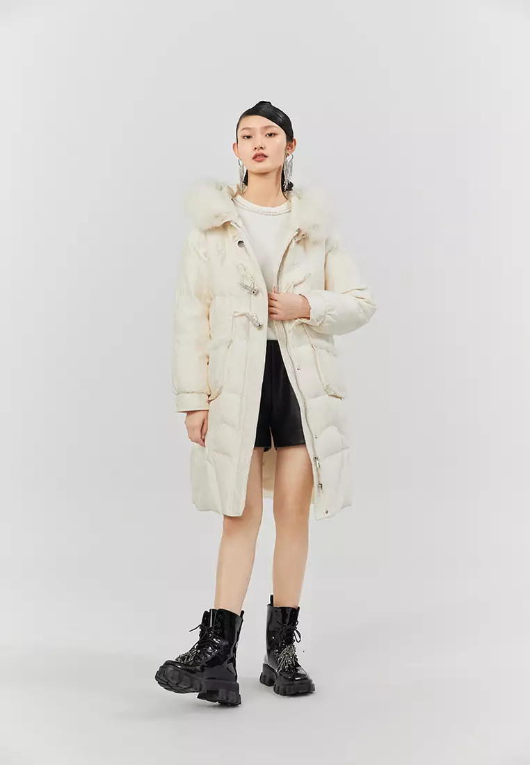 Buy Hopeshow Textured Hooded Long Down Jacket 2024 Online ZALORA