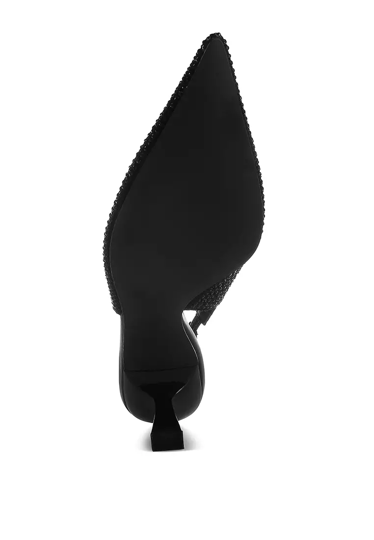 Flyknit Rhinestone Slingback Sandals in Black