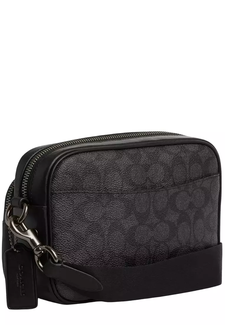 Finlay Crossbody Bag In Signature Canvas - Charcoal/ Black CDB25