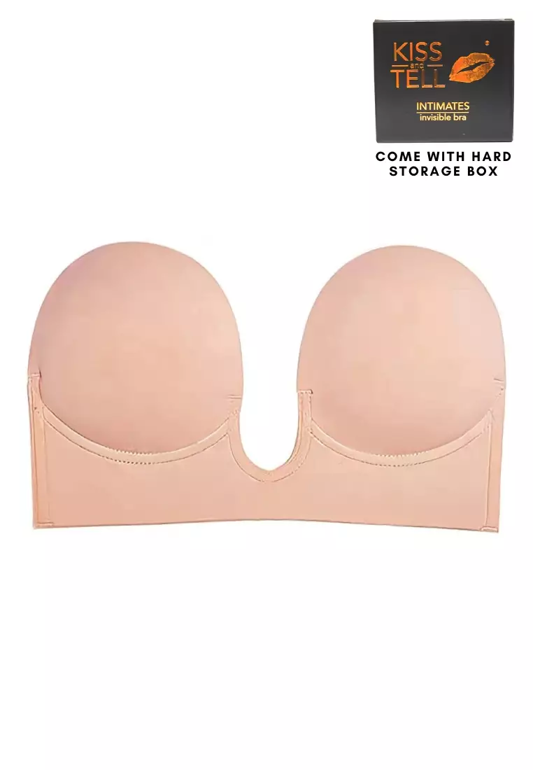 Plunging Push Up Nubra in Nude Seamless Invisible Reusable Adhesive Stick on Wedding Bra 隐形聚拢胸
