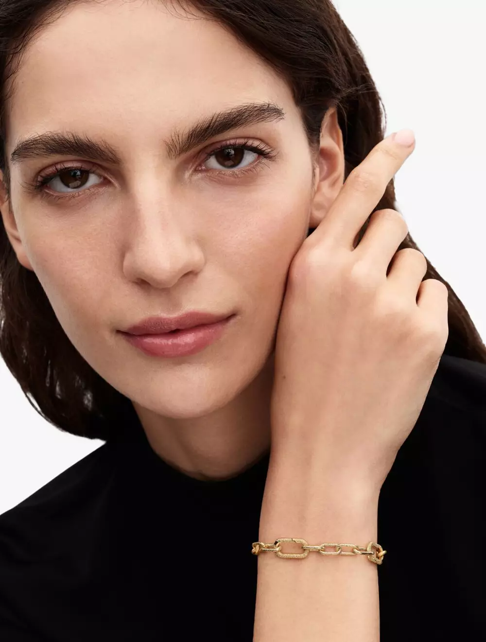 Texture 14k gold-plated link bracelet with 2 openable links