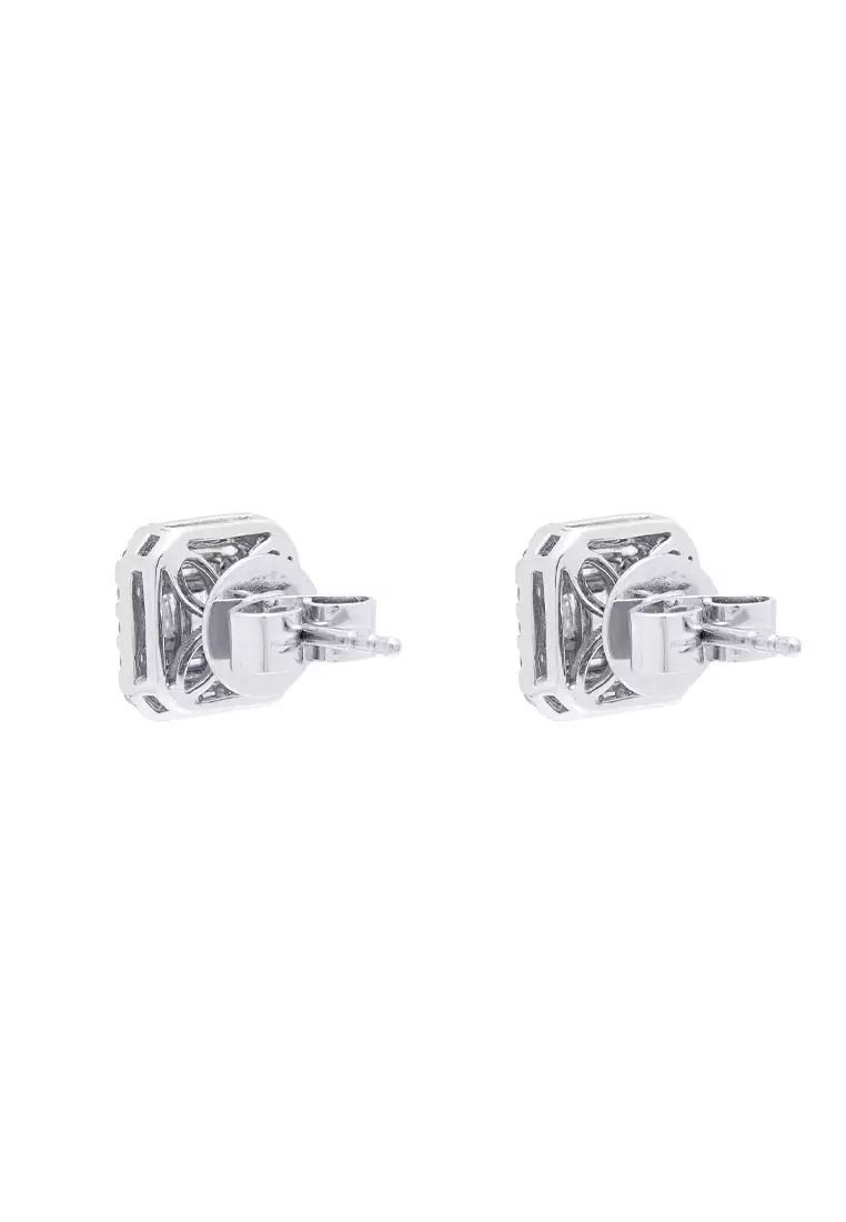 TOMEI Radiant Glowing Diamond Earrings, White Gold 750