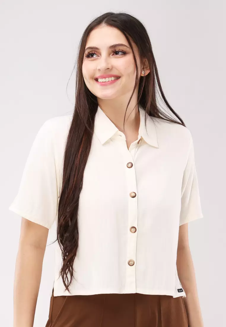Soft Linen Woven Short Sleeves Blouse