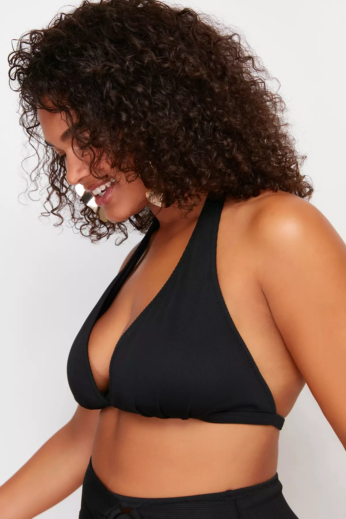 Deep V Neck Tie Detail Bikini Top