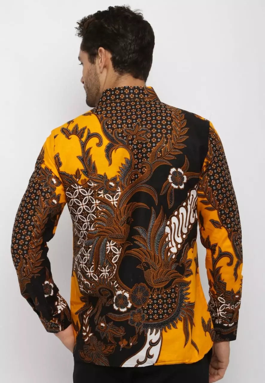Kamajaya Yellow Kemeja Batik Pria Premium Slimfit Modern Lengan Panjang