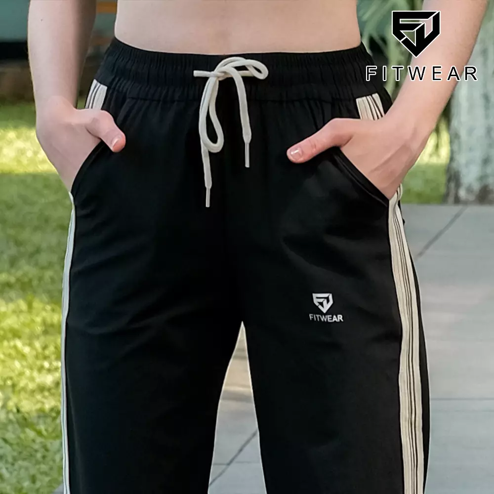 Fitwear Jogger Oversize Olahraga Wanita AMORA WIDE STRIPE - CREAM LINE