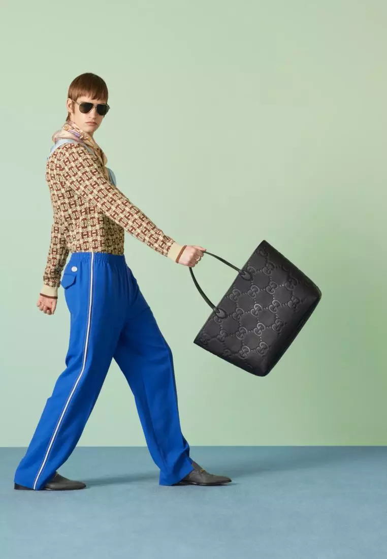 Gucci Jumbo GG Large Tote Bag Leather Black