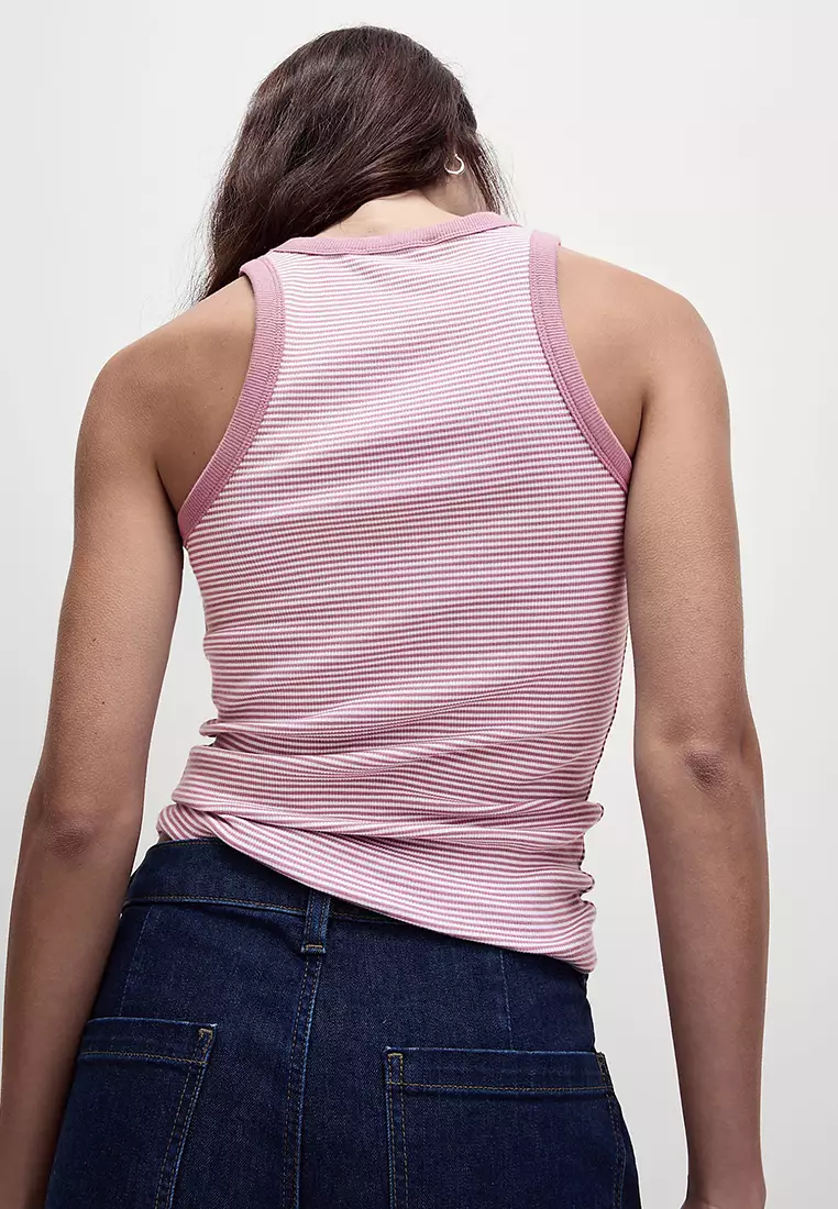 Cotton Rich Striped Racer Back Vest