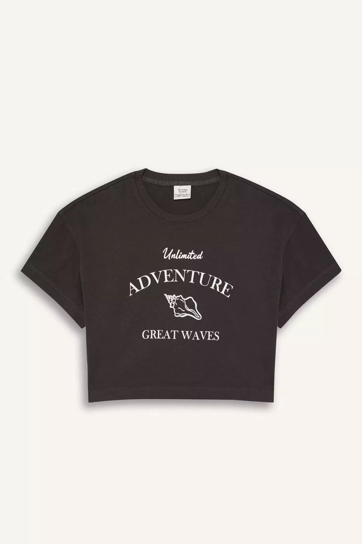 Girl's Crop Crew Neck Printed Short Sleeve T-Shirt E0385A825Sm
