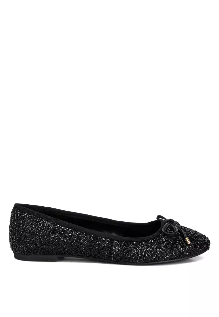 Discount on London Rag  shoes - SKU: Black Sequin Embellished Ballet Flats