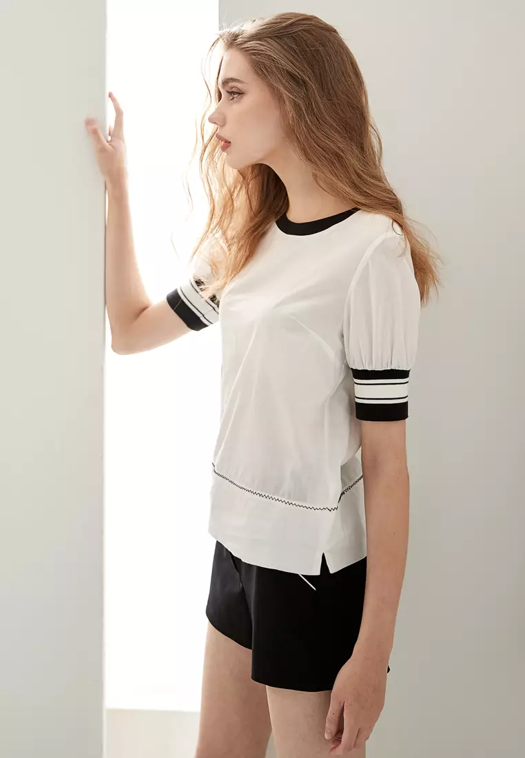 Basic Black Shorts With White Trim Pocket Detail
