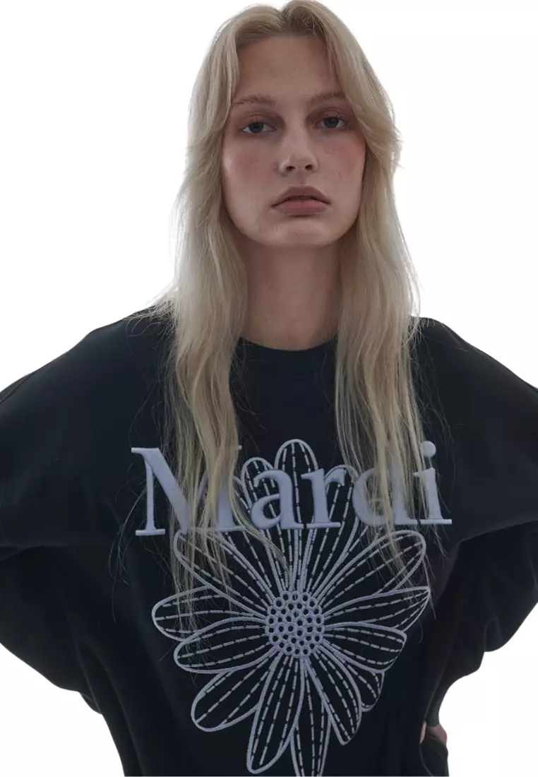Sweatshirt Flowermardi Needlework - Black Sky