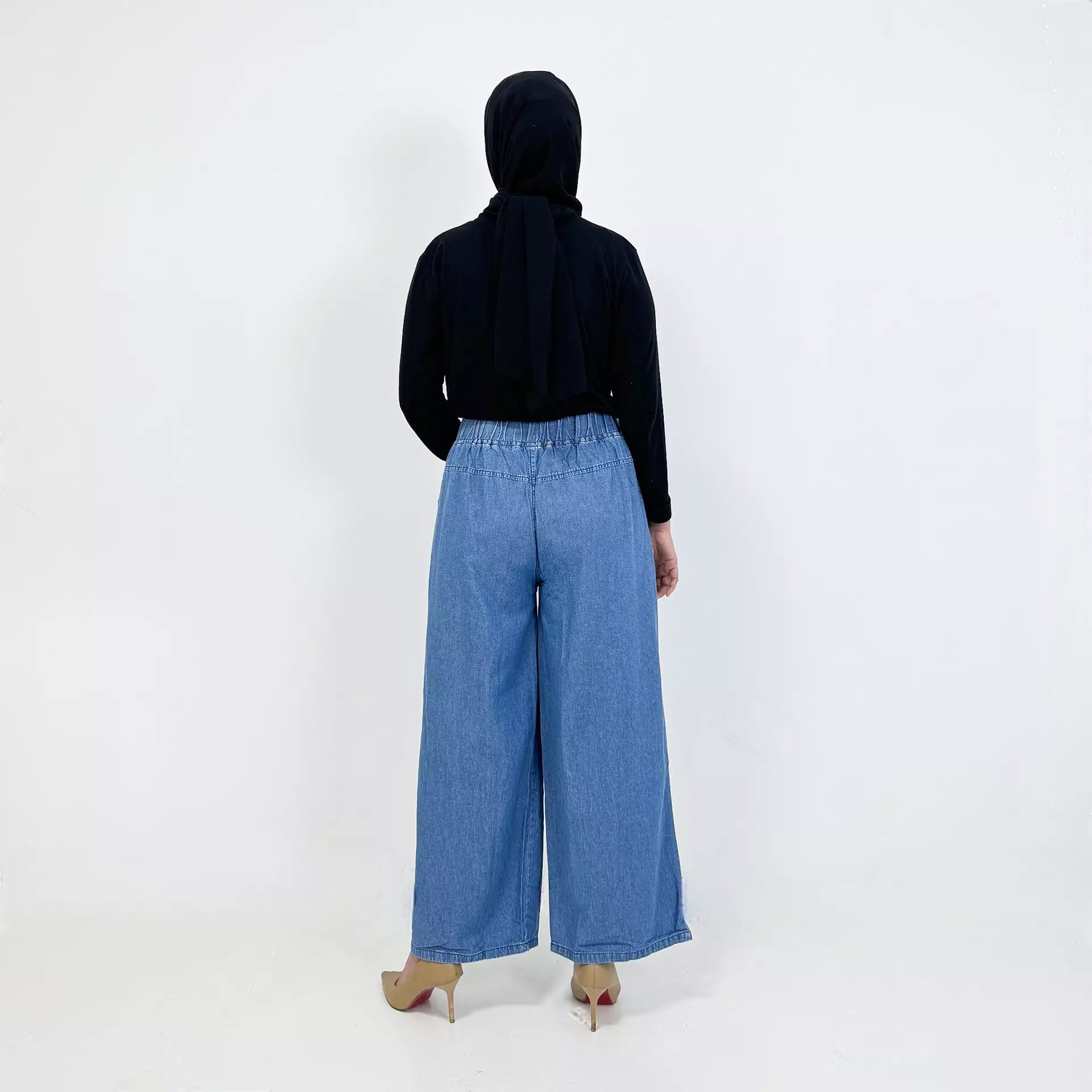 Loose Jeans Keisya [BIRU MUDA] Celana Panjang Wide Leg Wanita Fit 80 Kg