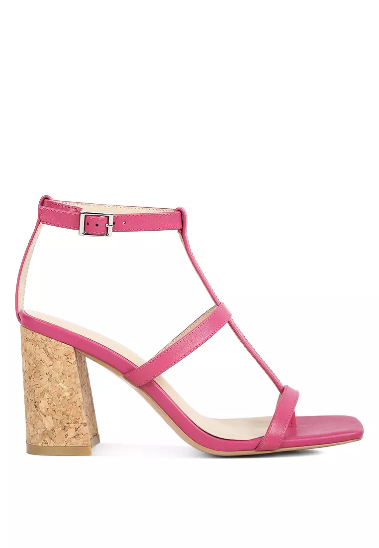 Buy RAG CO Fuchsia Open Square Toe Block Heel Sandals 2024