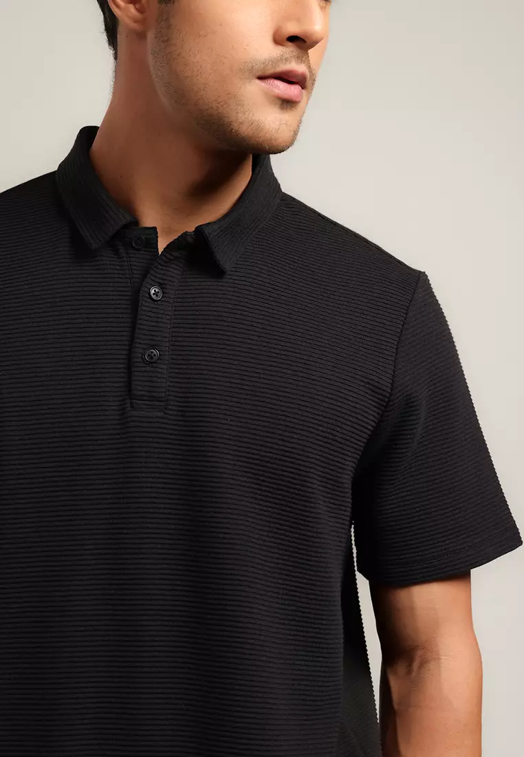 MOC - Kaos Polo Pria Lengan Pendek Holland - Black