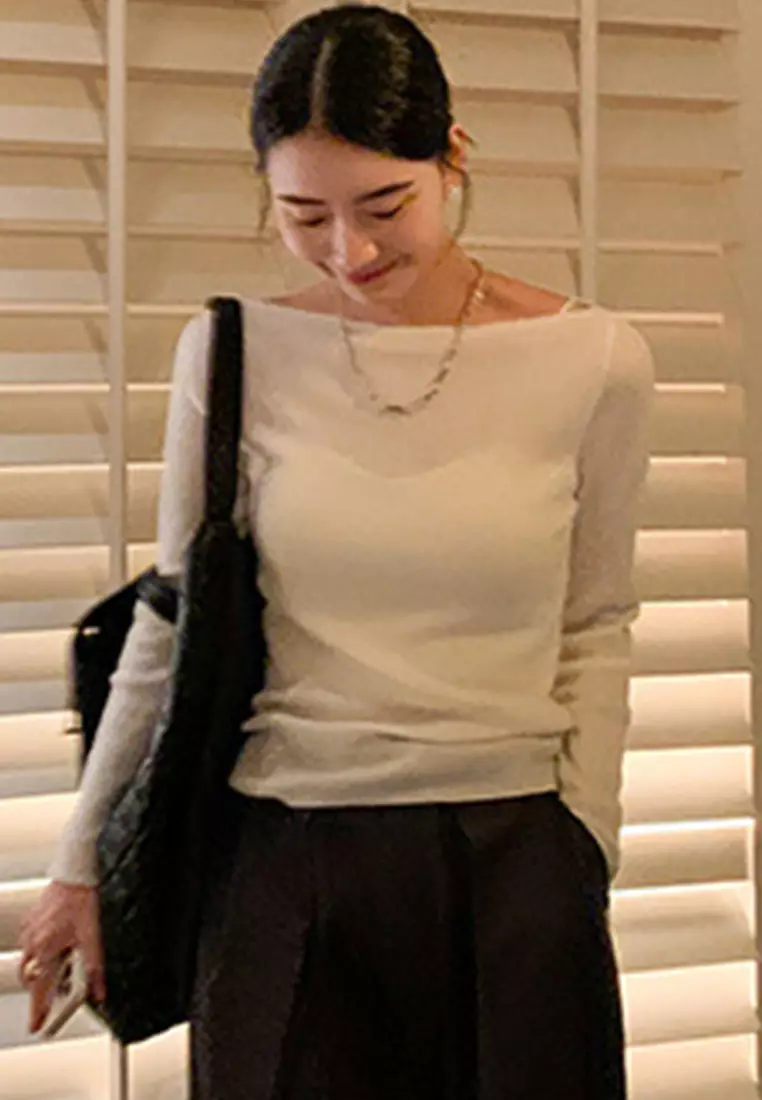 New Sheep Wool Knit Slim Fit Long Sleeve Ladies Top A22090710W