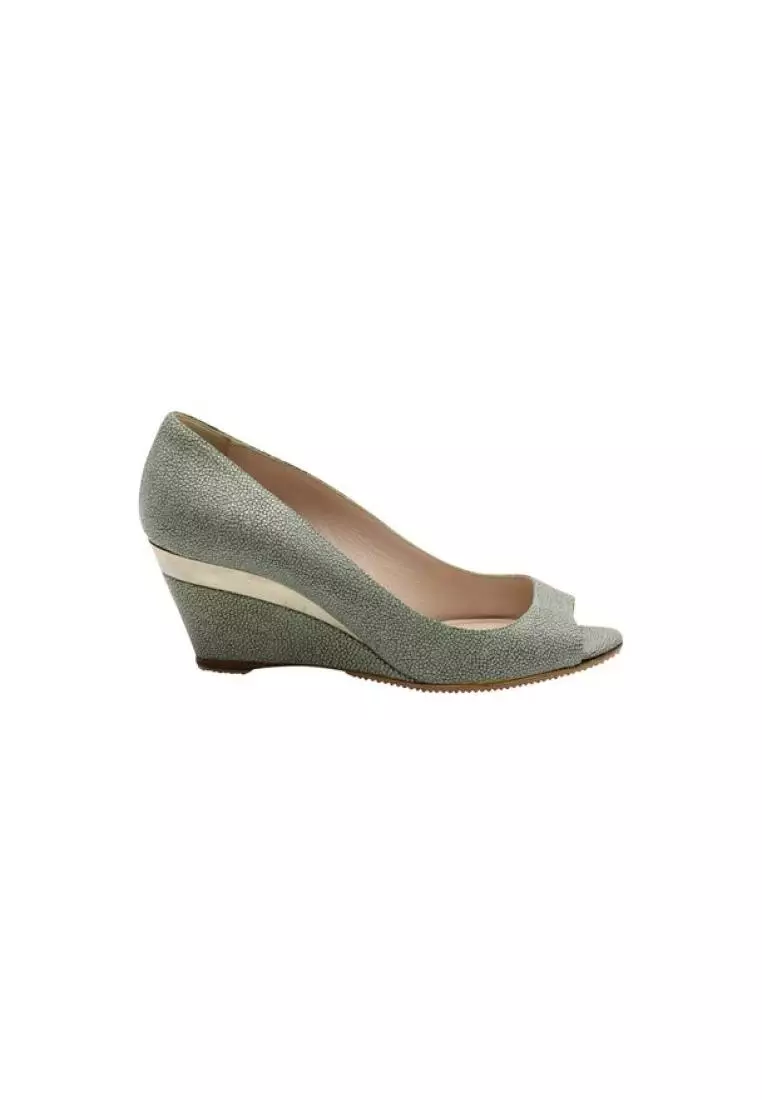 Buy MIU MIU Pre Loved MIU MIU Greyish Blue Peep Toe Wedges 2023