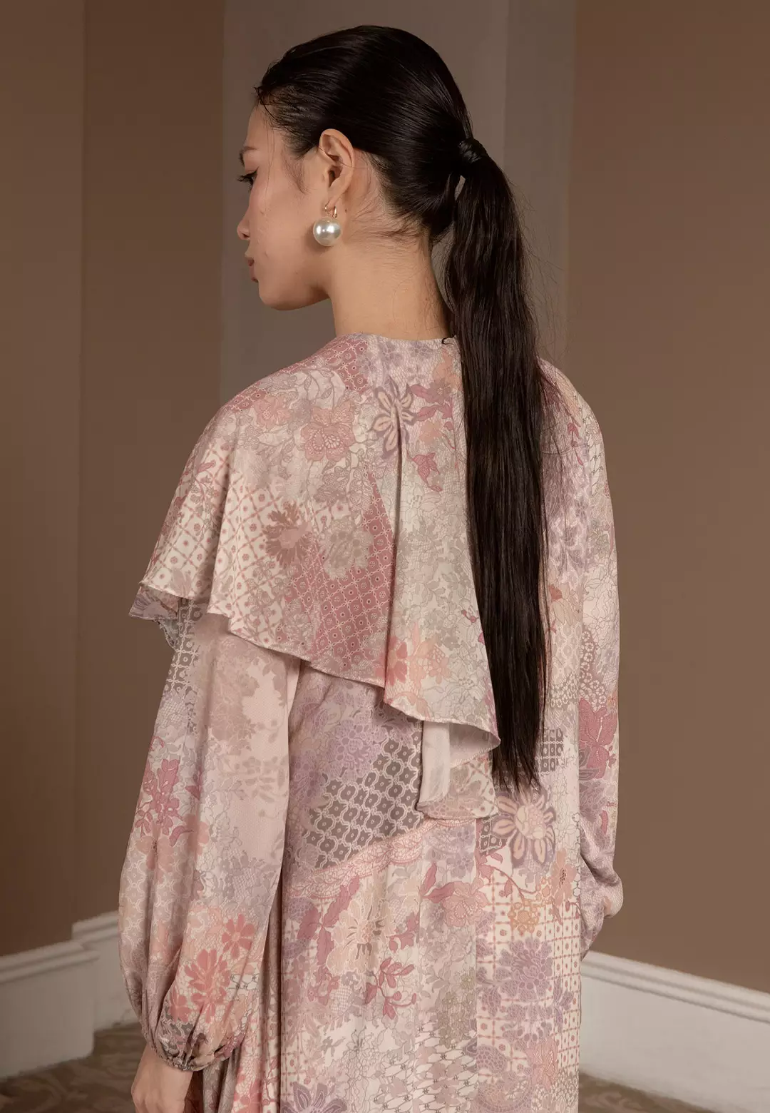 HijabChic Sarra Dress Peach - Dress Motif Lebaran Elegan Cantik