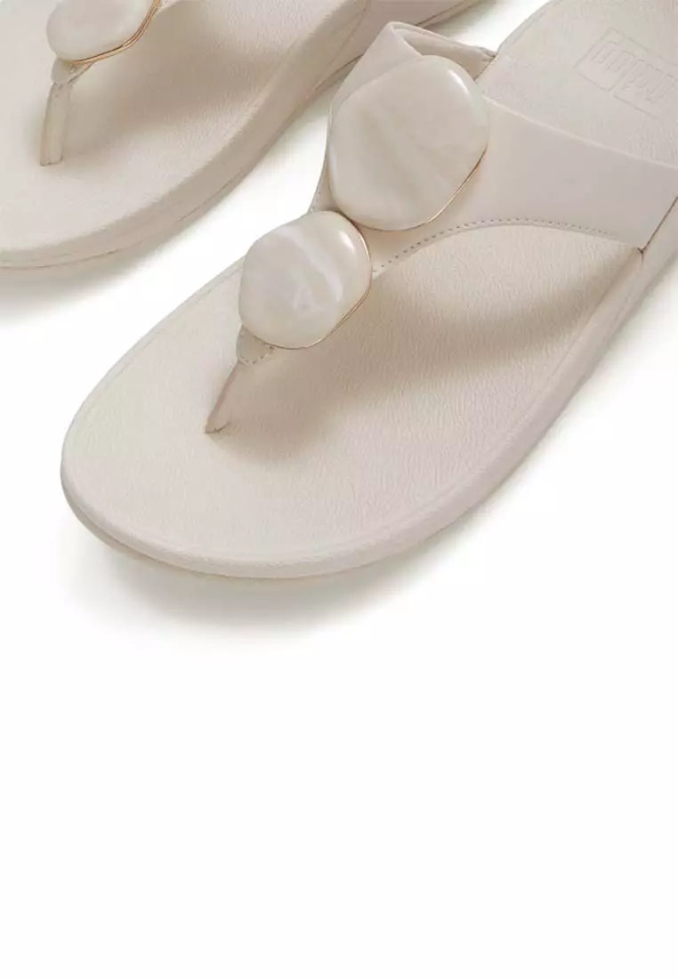 FitFlop LULU Marbled-Stone Toe-Post Sandals - Paris Beige (A4T-A99)