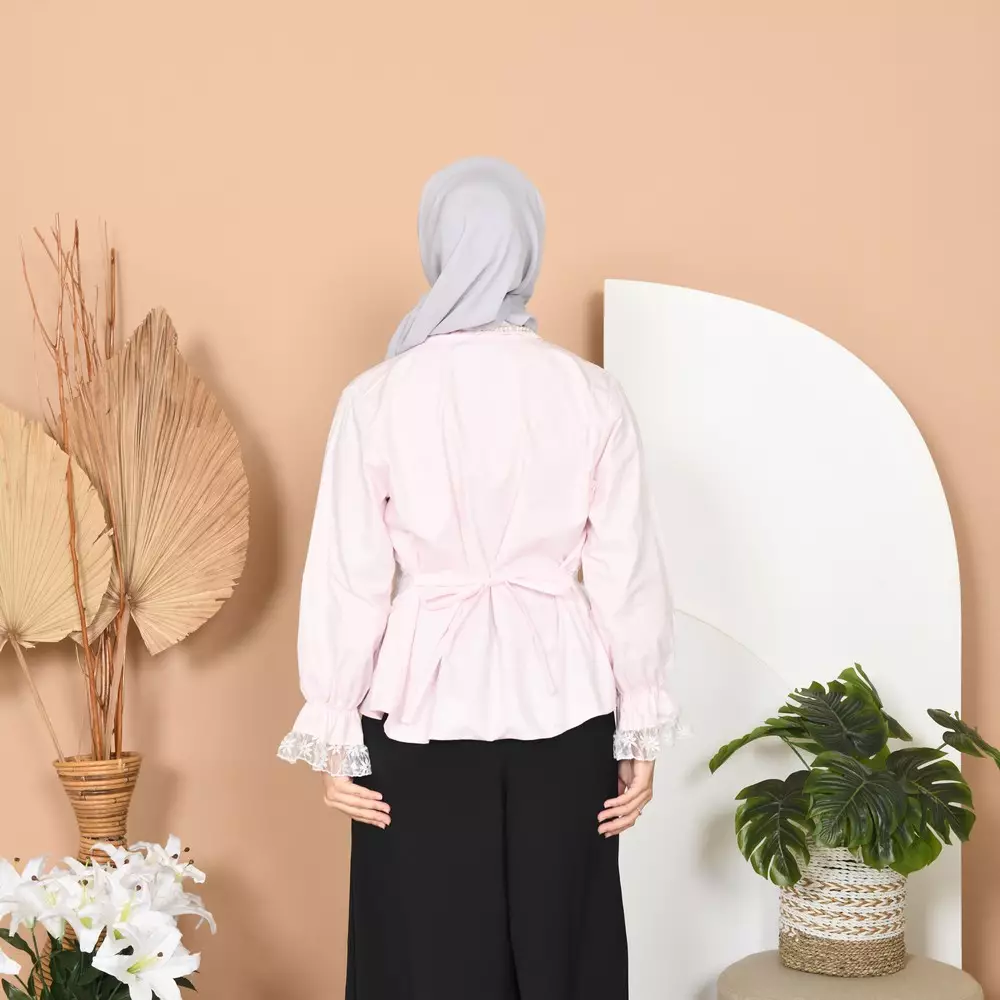 Binar Blouse Atasan Renda - Soft Pink M20030 R25S4
