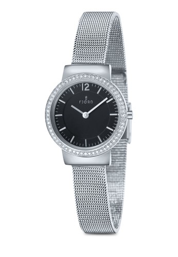 Ezalora 包包 pttLINA 金屬網眼水鑽圓錶, 錶類, 不銹鋼錶帶
