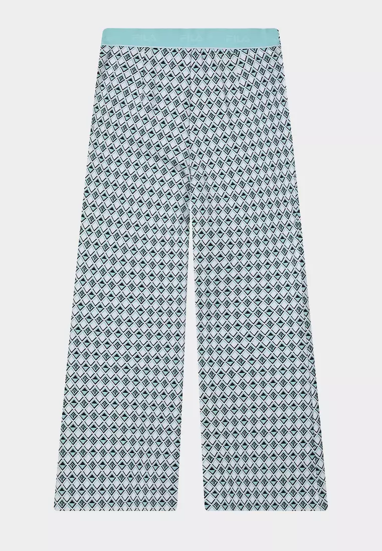 FILA CORE WHITE LINE EMERALD Women's Knit Pants in Full Print