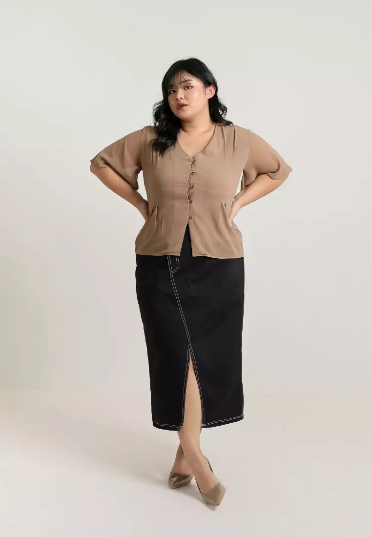 Plus Size Eliza Blouse Taupe