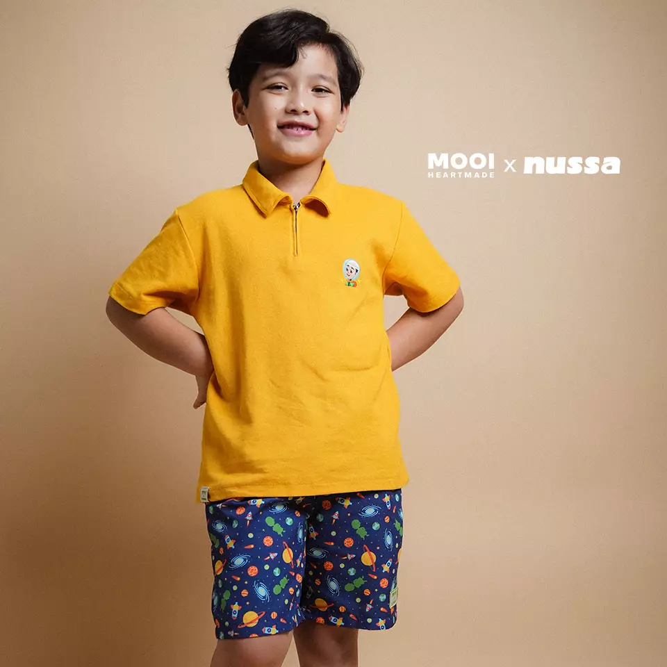 Mooi x Nussa Kemeja Anak Laki-Laki Nussa Polo Shirt - Yellow Gold