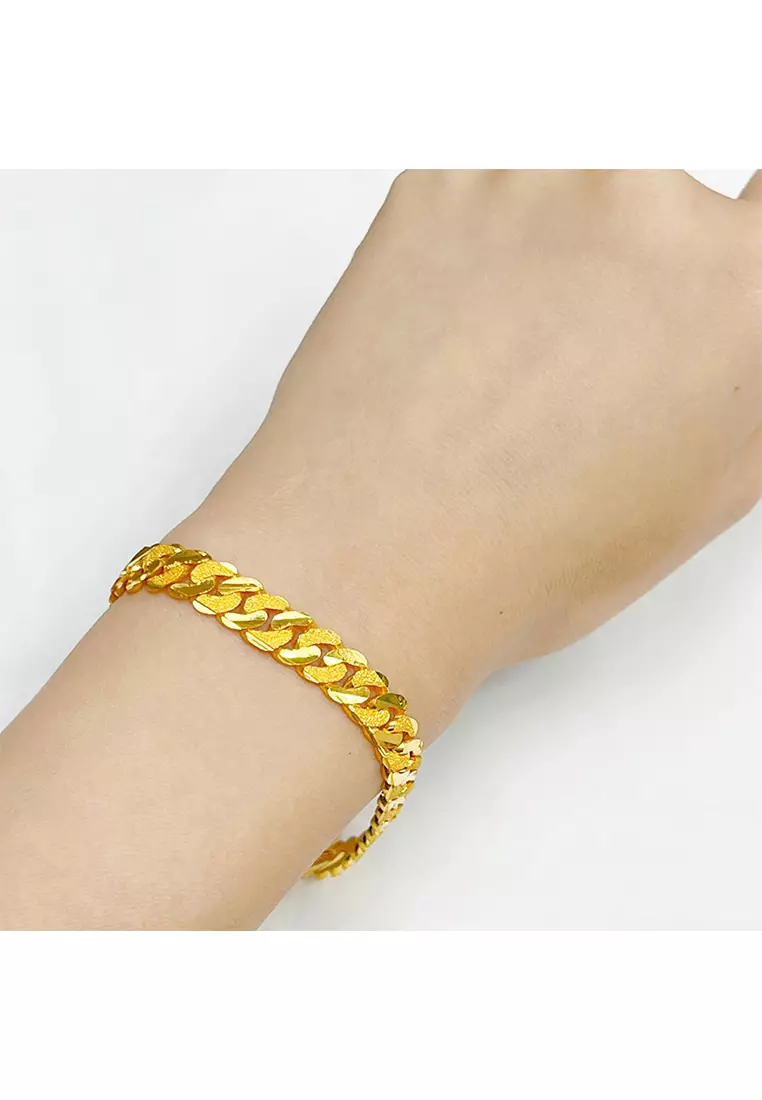916/22K Gold Solid Sand Curb Bracelet T010 (7MM)