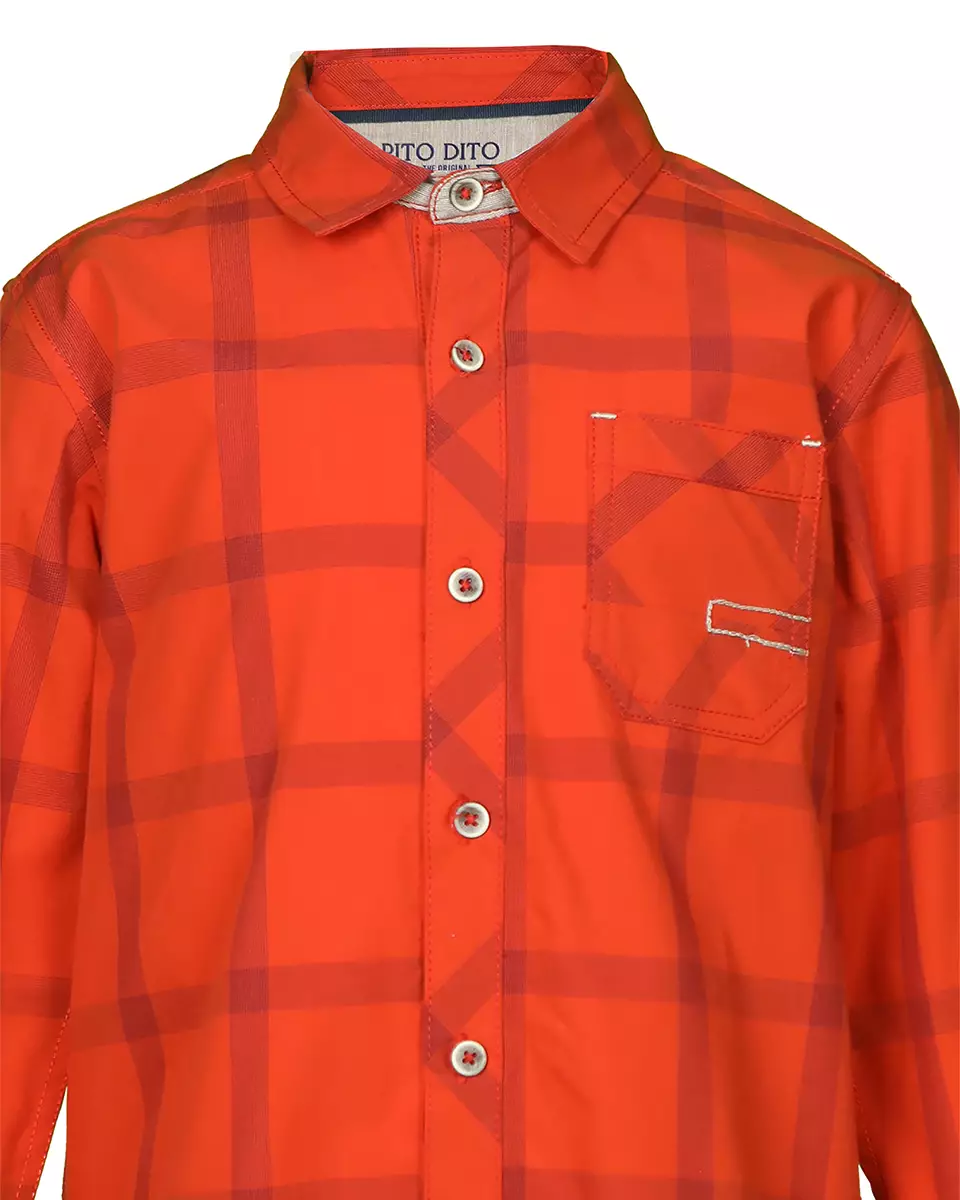Pito Dito Boy Liborio Kemeja Panjang Anak Merah Tangerine Motif Kotak - Size 4