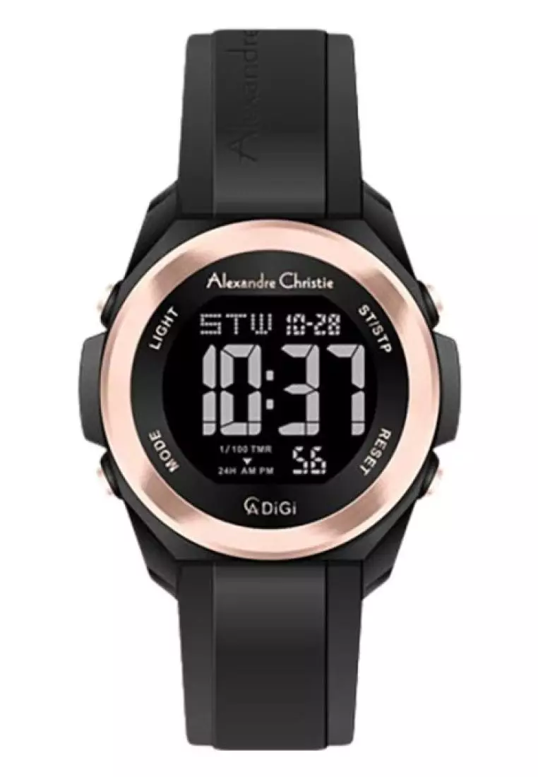 Alexandre Christie 9342 Karet Black Ring Rosegold Digital