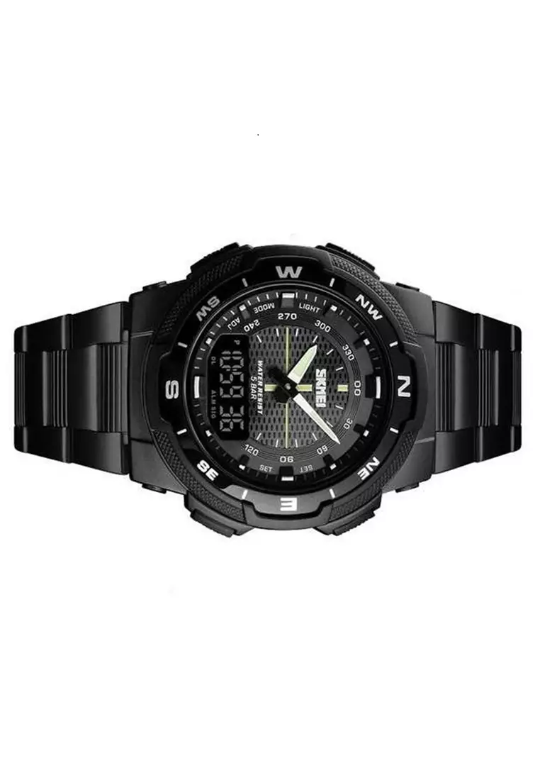 Jam Tangan Kasual Digital Analog Pria Waterproof Many Function Strap Tali Material Stainless Steel II99 ORIGINAL
