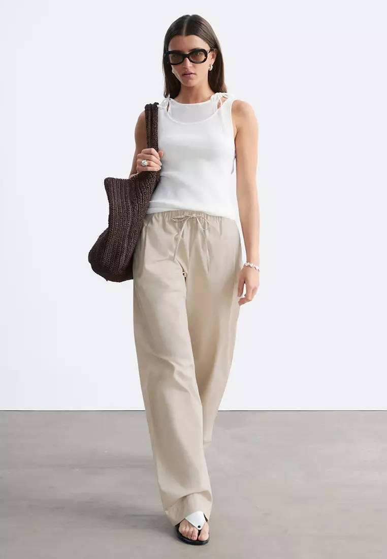 Cotton Twill Drawstring Trousers