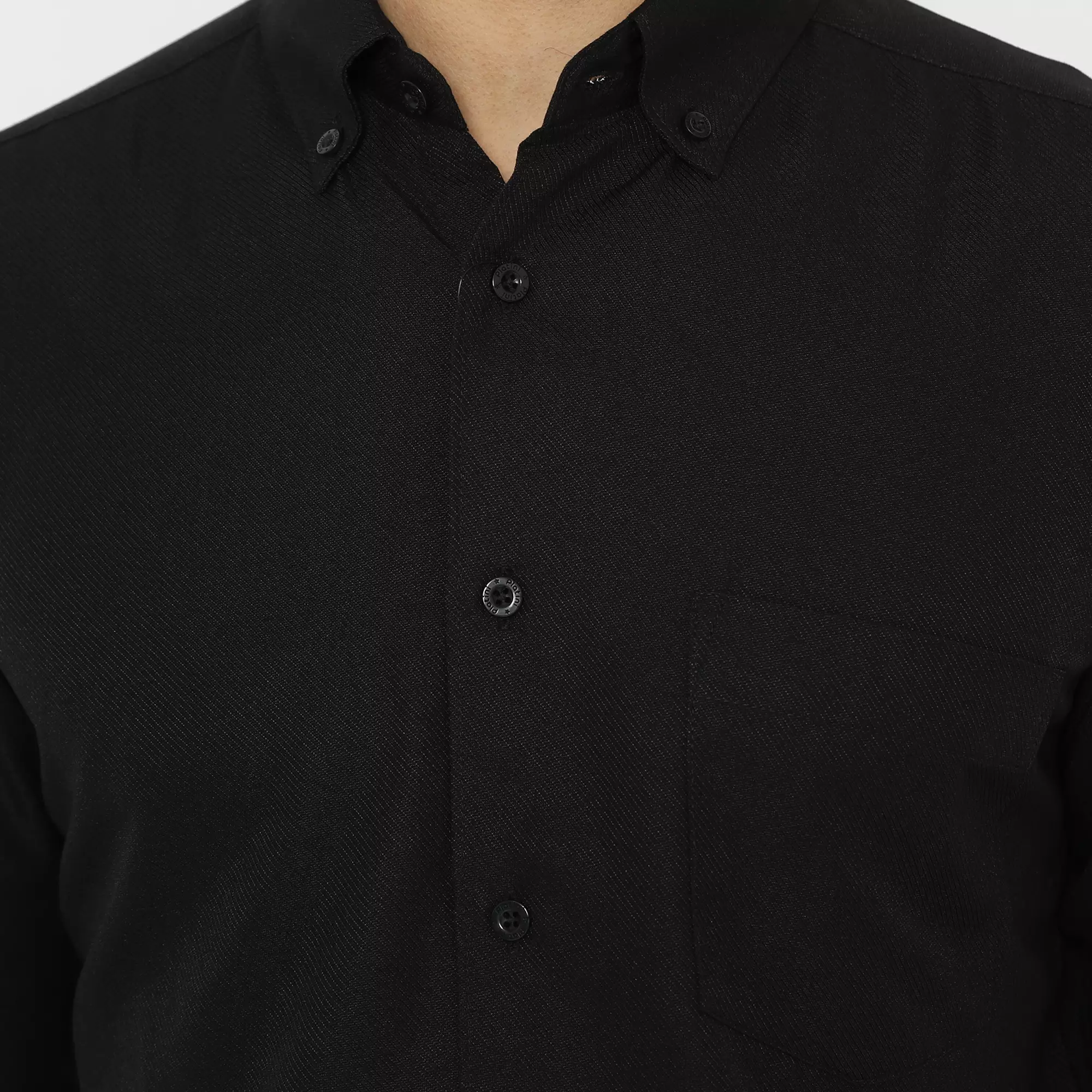 Platini Kemeja Pria Polos Lengan Panjang Polinosic Twill Hitam 66243