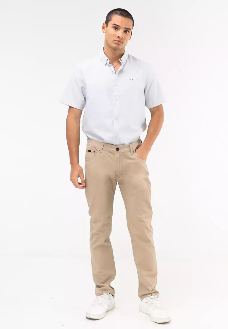 Colored Long Pants Slim Tapered Stretch