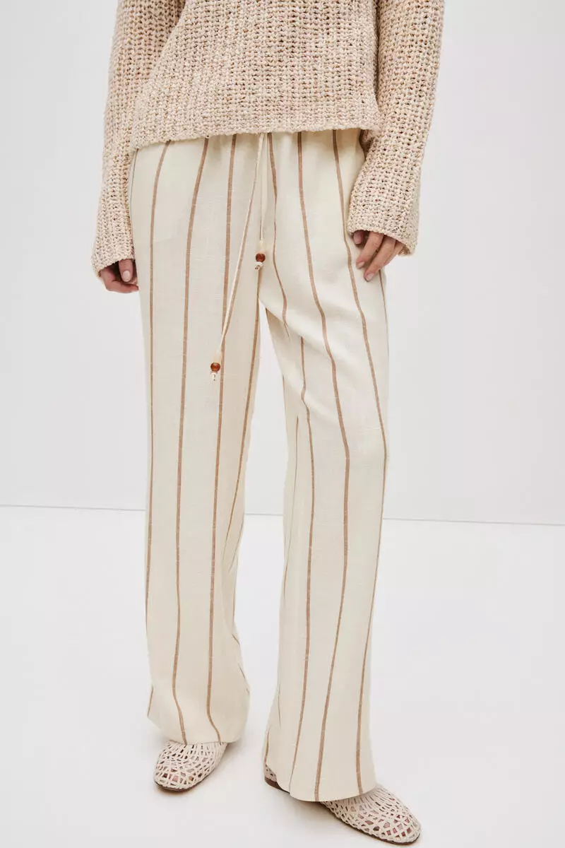 Linen-blend drawstring trousers