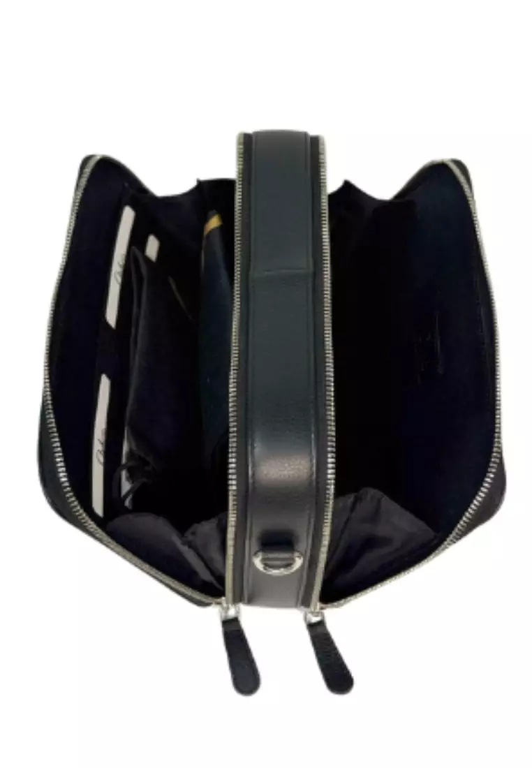 Oxhide Leather Messenger Bag - Full Grain Leather Sling Bag - Leather Sling Bag for Men J0081-black