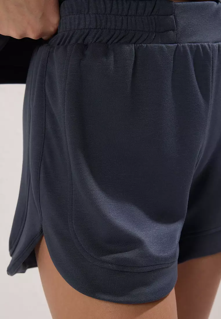 Anthracite Soft Texture Regular/Normal Mold Zippered Collar Flexible Knitted Top Bottom Set