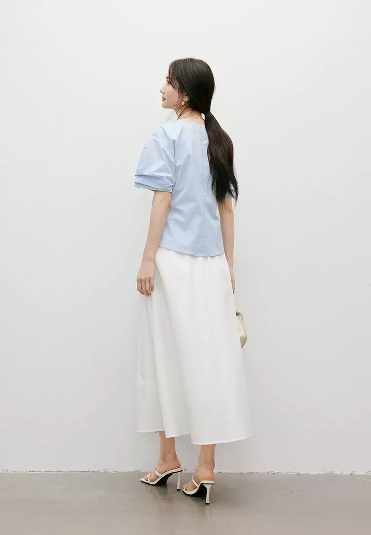 Wrap Blouse with Pearl Button
