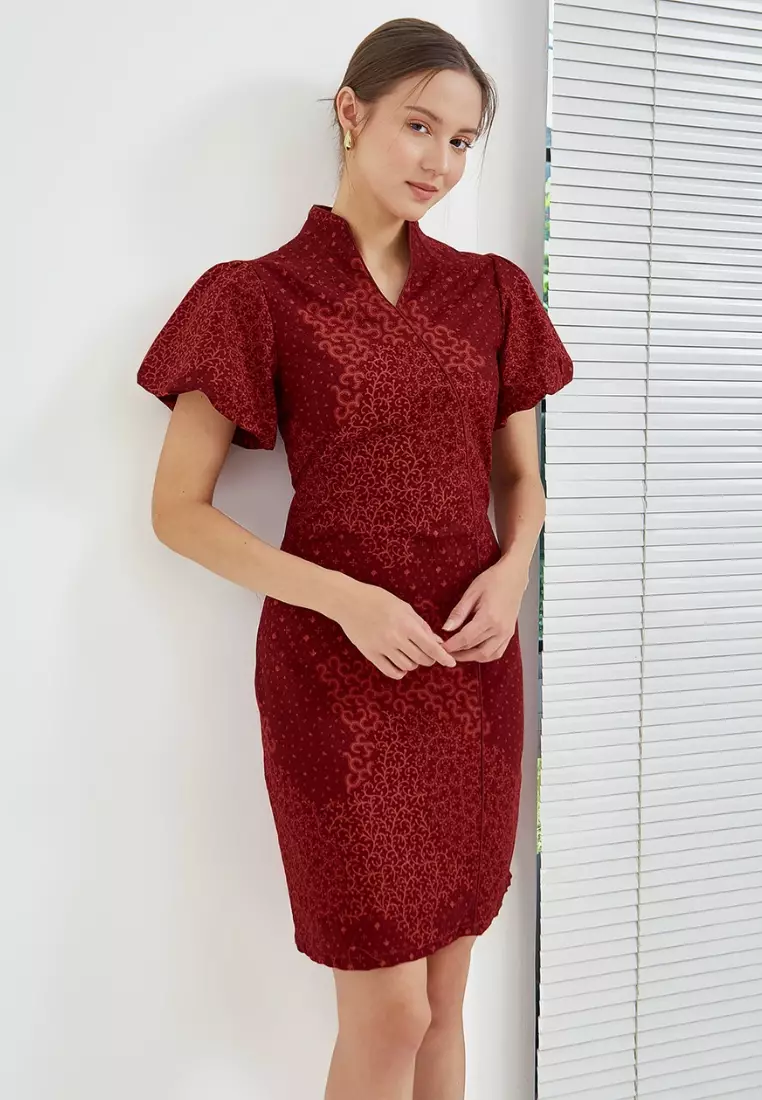 Nayara Dress Batik Itali Maroon