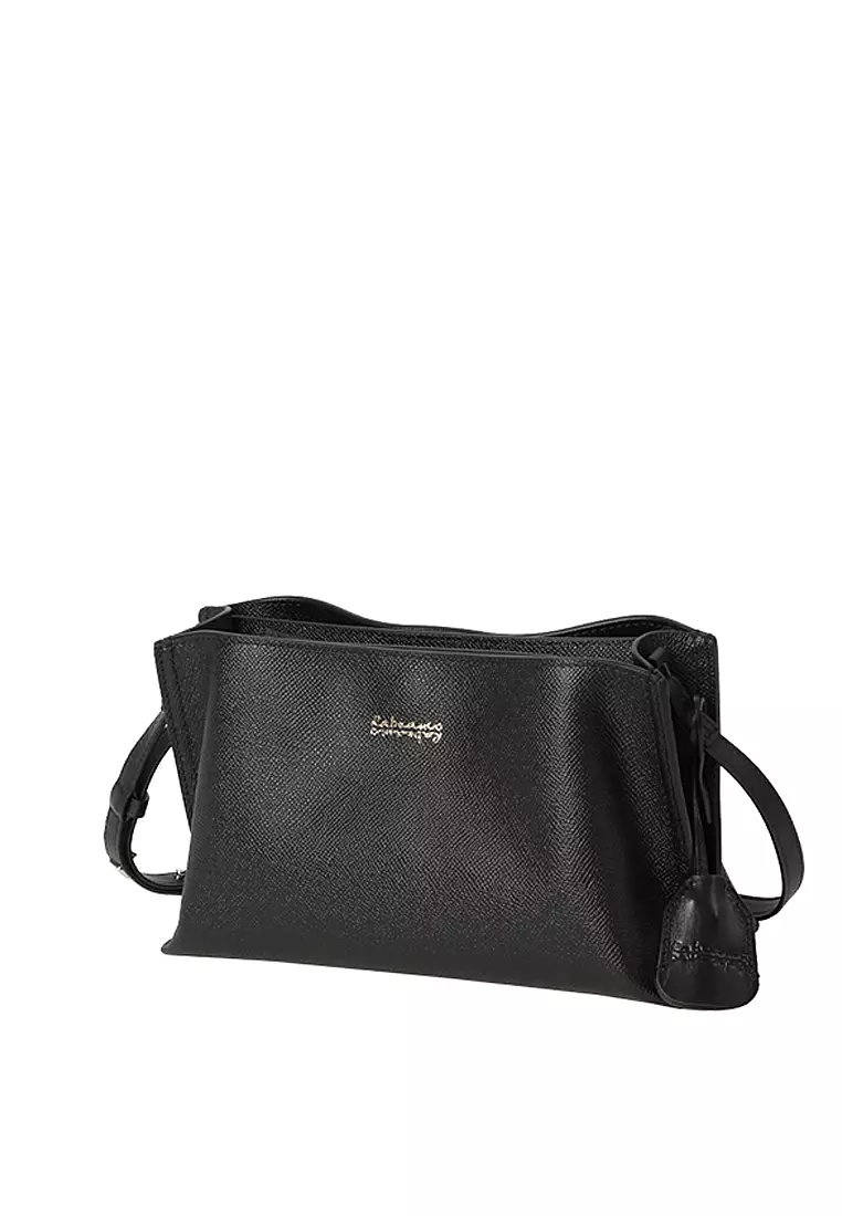 DAE 迷你斜背袋 - 十字壓紋黑色