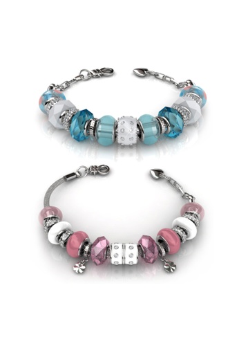 Her Jewellery silver Charm Bracelet Set Bundle (Blue + Pink) - Made with premium grade crystals from Austria 02128AC01F5BC5GS_1