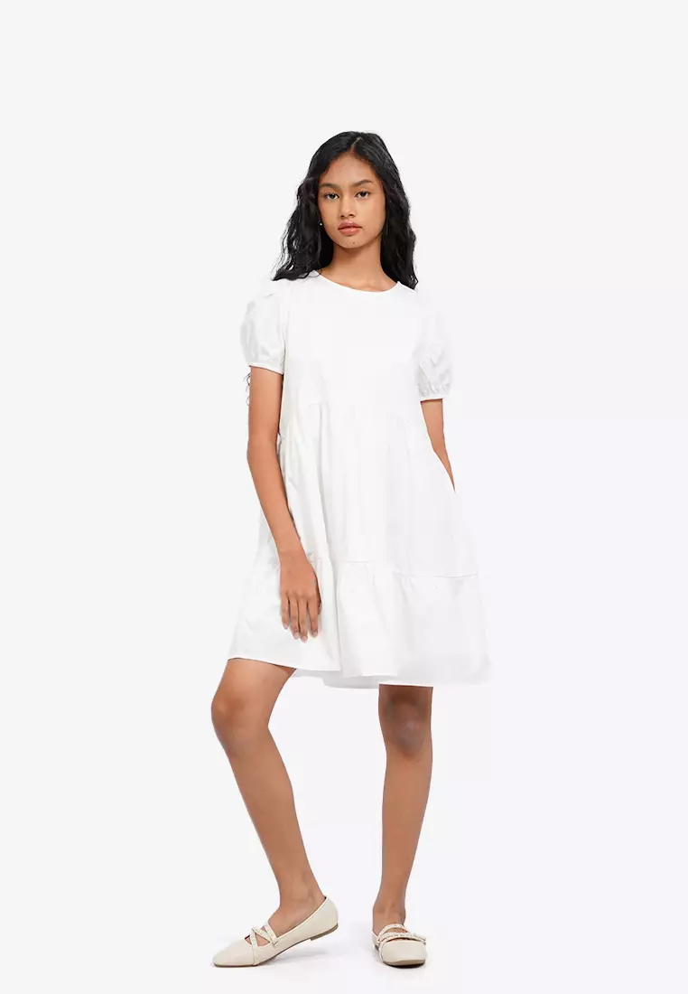 Puff Sleeve Tiered Mini Dress