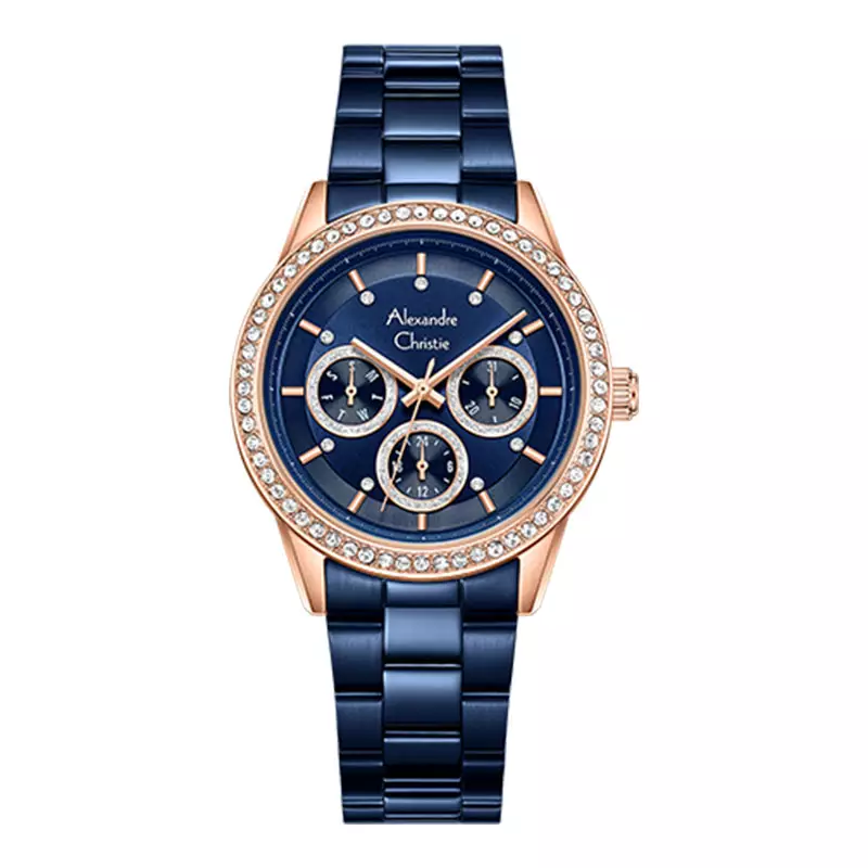 Jam Tangan Wanita Alexandre Christie AC 2A46 BF BURBU-2 Ladies Blue Dial Blue Stainless Steel Strap