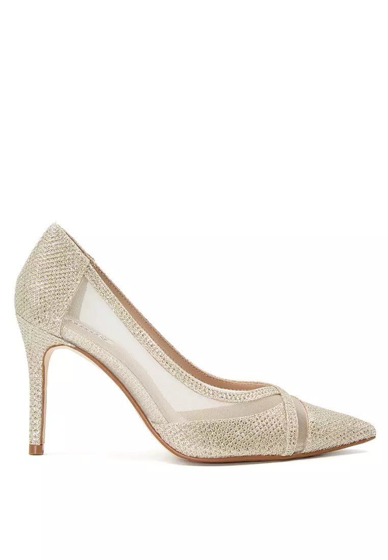 Buy Dune London Banks Textured Metallic Heeled Court Gold 2024