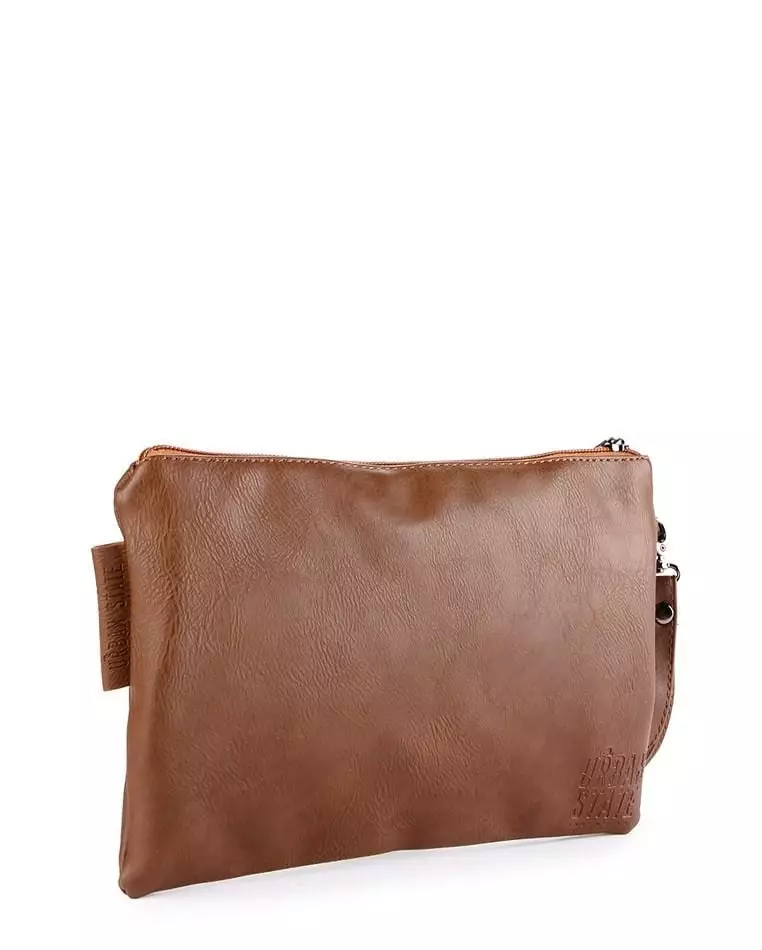 Distressed Leather Pouch Clutch