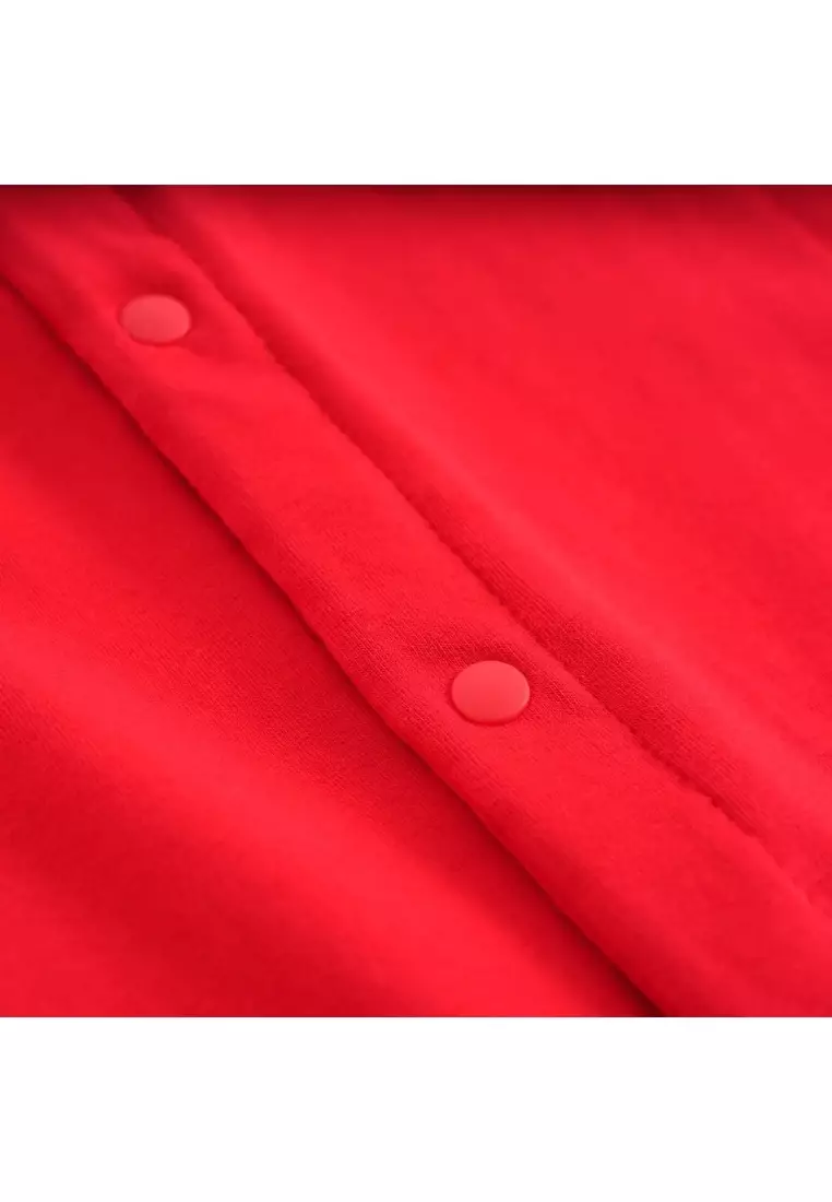 富貴和諧紅色家族裝配金魚圖案嬰兒男孩唐裝漢服爬服 0834