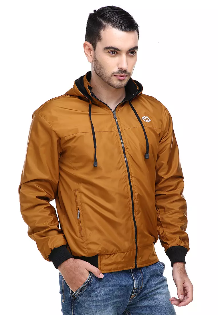 Clover Jaket Parasut Hoodie Pria 2 IN 1 Casual Jacket Two Tone Material Despo Parka Fleece ORIGINAL - Gold Black